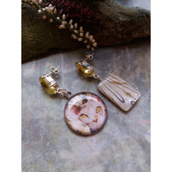 Boucles d'oreilles "Cat Nacre"