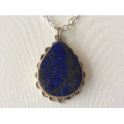Pendentif argenté pierre Lapis-lazuli naturelle