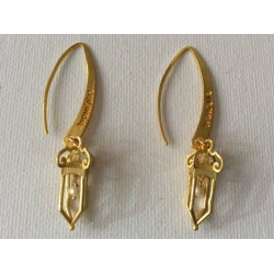 Boucles d'Oreilles lanternes STANISLAS dorée à l'or fin 24k perles de culture