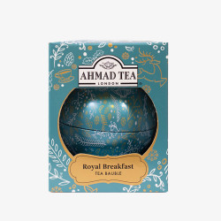 BOULE DE NOEL EN METAL REMPLIE DE THE ROYAL BREAKFAST