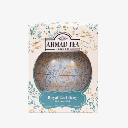 BOULE DE NOEL EN METAL REMPLIE DE THE EARL GREY