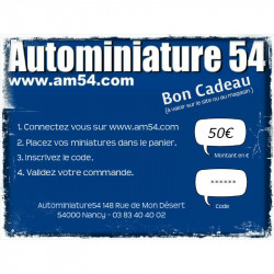 Bon Cadeau 50€  Autominiature 54  - Voiture miniature,  jouet et collection chèque cadeau