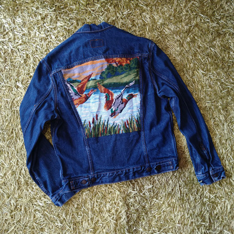 Veste en jean avec canevas