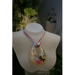 Collier libellule couleur nude "Style Art Nouveau"