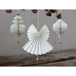 Ange en papier avec perles en bois- Chic Antique