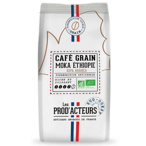 Café Moka Ethiopie Pur Arabica Bio grain 1KG - Les Prod'Acteurs