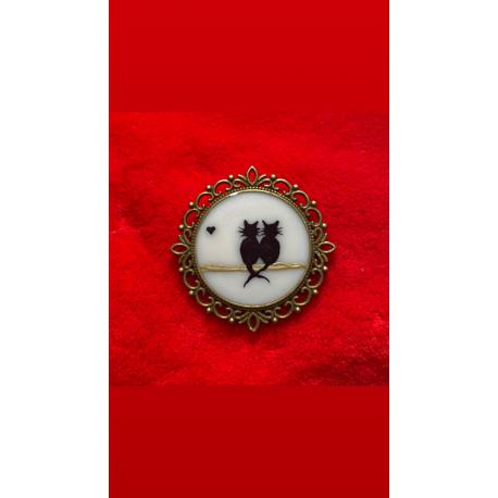Broche ronde 2 chats