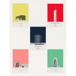 Pack collection 5 cartes postales architecture de Lorraine