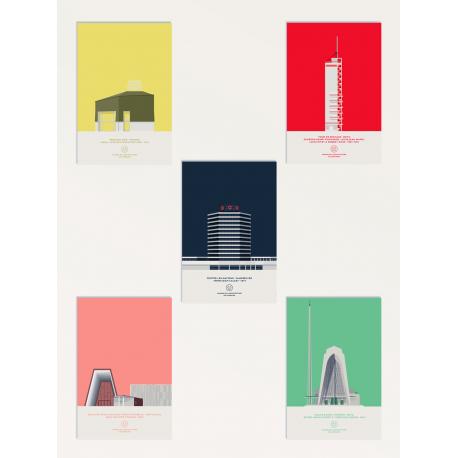 Pack collection 5 cartes postales architecture de Lorraine