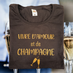 T-shirt vivre d'amour et de champagne