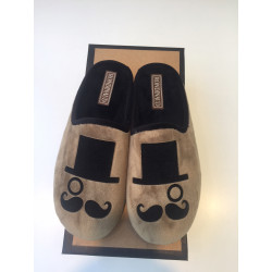 CHAUSSON HOMME BEIGE MOUSTACHE