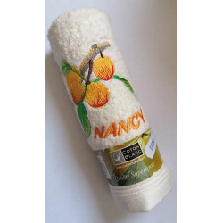 Serviette invité brodée mirabelle Blanche