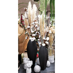 Vase Noir + arrangement sec  ( le grand )